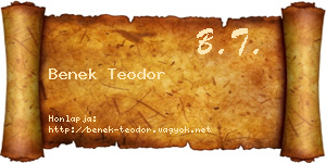 Benek Teodor névjegykártya